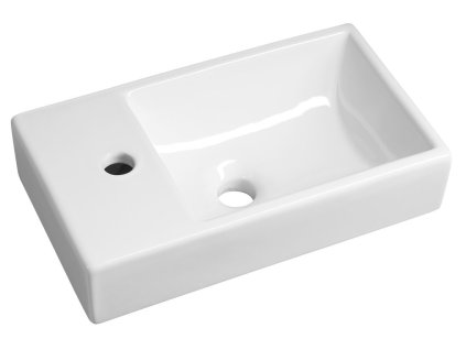 Sapho MINOS keramické umývátko, 45x26cm, baterie vlevo, bílá 4757