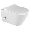 Sapho AVVA CLEANWASH závěsná WC mísa, integrovaná baterie a bidet. sprška, Rimless, 35,5x53cm, bílá 100315