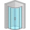 RONAL Čtvrtkruh s dvoudílnými posuvnými dveřmi, rádius 550 mm D22SRB550905007