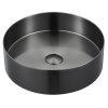 Sapho AURUM nerezové umyvadlo na desku, průměr 38cm, včetně výpusti, gun metal AU101