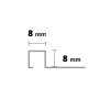ACARA SP8 ukončovací lišta Q, čtvercová, pravidelná, hliník elox stříbro, 8 mm, 2,5 m AACE 80