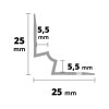 ACARA AP43/5 schodová lišta vnitřní vrtaná, hliník elox stříbro, v/25 mm, 2,7 m, 5,5 mm AAE TA 2525/5555-VR