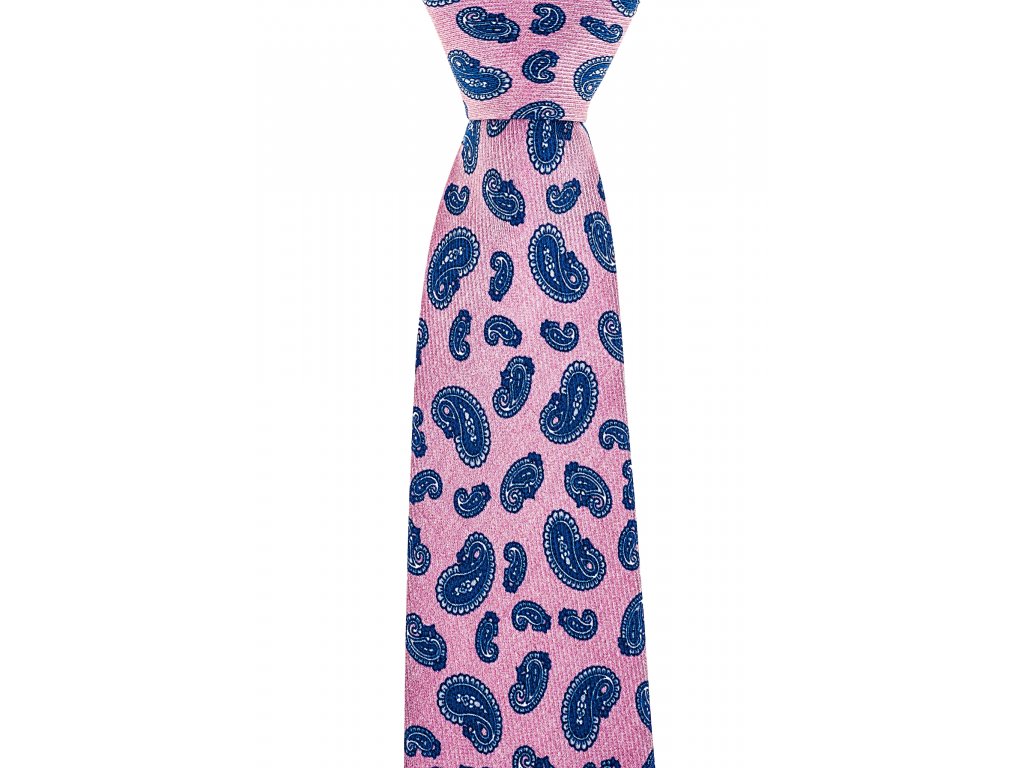 Růžová twin kravata s paisley vzorem