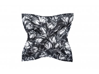 Černý kapesníček s tulipány