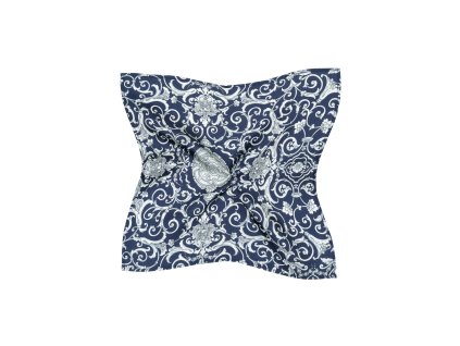 Tmavě modrý kapesníček s šedými ornamenty