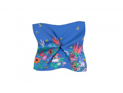 Modrý kapesníček s květinami a včelami