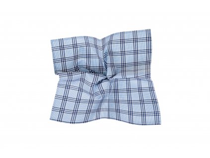 Světle modrý kapesníček s tmavě modrými kostkami