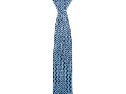Modrá twin kravata s modro-bílými kolečky