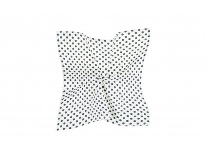 Bílý kapesníček s tmavě zelenými puntíky