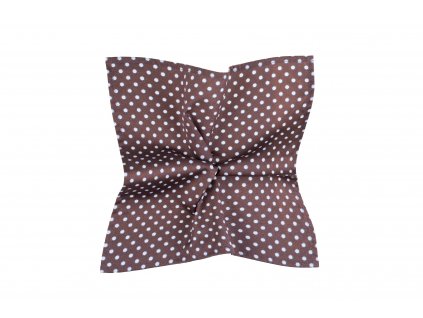 Hnědý kapesníček se světle šedými puntíky