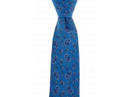 Modrá twin kravata s paisley vzorem