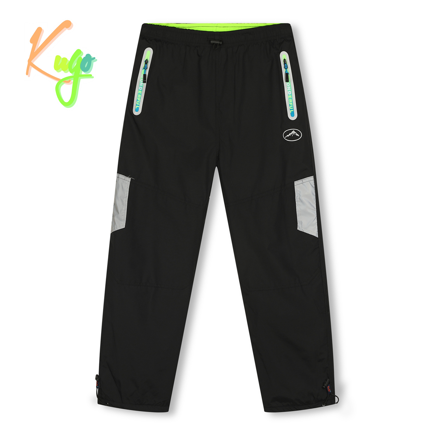 Kugo zateplené šusťákové kalhoty (DK7136) Barva: žlutý zip, Velikost: 134
