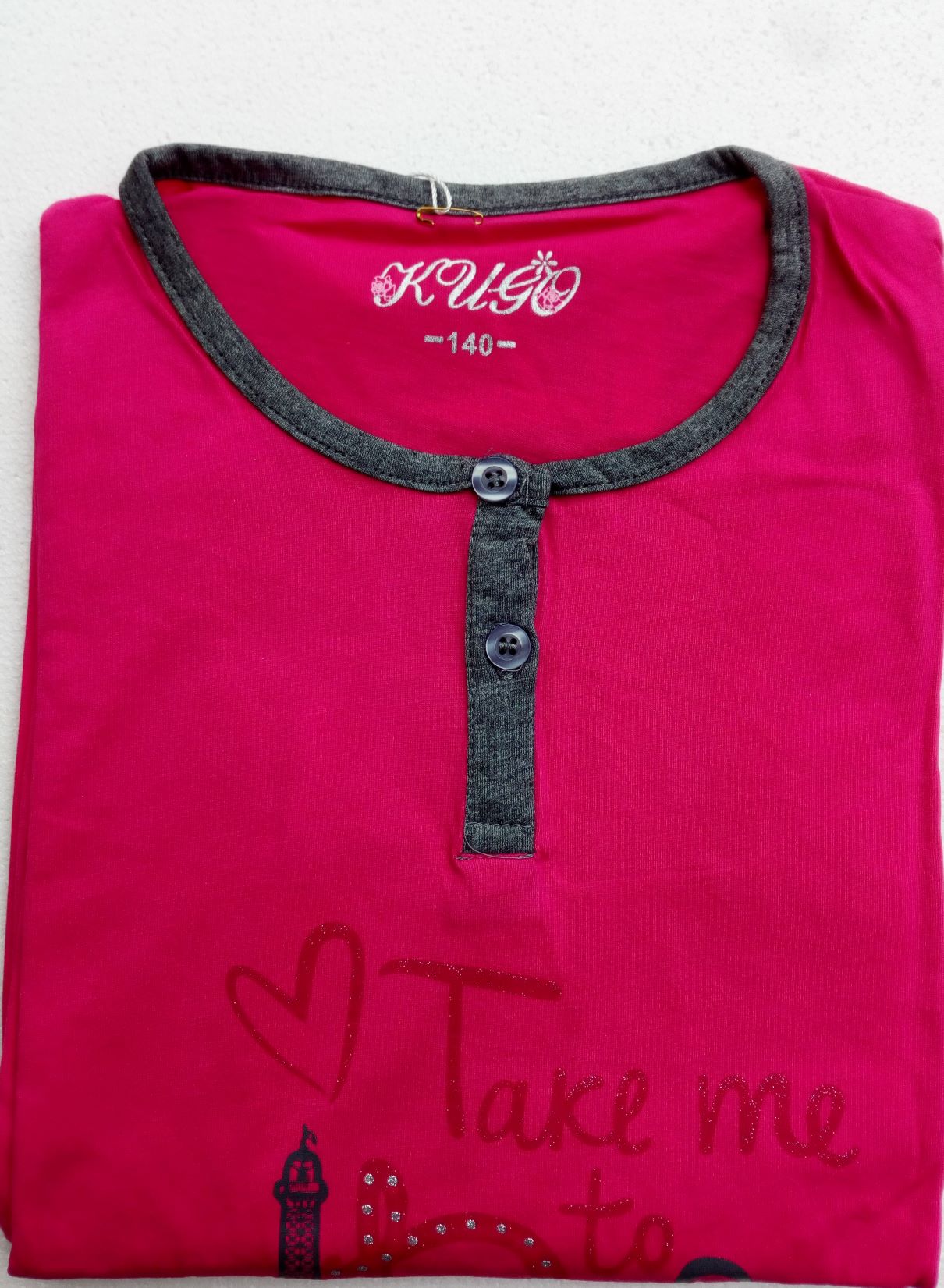 Kugo dívčí noční košile s dl. rukávem (T1179) Barva: Tmavě růžová, Velikost: 164