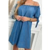 slo pl Tencel saty so zavazovanymi rukavmi tmavy denim 24421 4