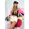 slo pl Sveter kardigan s vlnou s pruhmi svetloruzova zlta fuchsia 25451 1