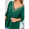 slo pl Bluzka s viskozou s ozdobnou cipkou tmavo zelena 26116 3