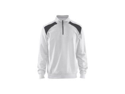 3353 MIKINA S KRÁTKÝM ZIPEM, DVOUBAREVNÁ (Farba Bílá/tmave šedá, Veľkosť XS)
