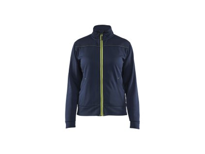 3394 Dámská mikina se zipem po celé délce (Farba Tmavá námořnická modrá / Reflexní žlutá, Veľkosť XS)