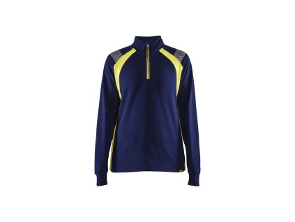 3403 Svetr pro ženy se zipem (Farba Námornická modr/žlutá, Veľkosť XS)