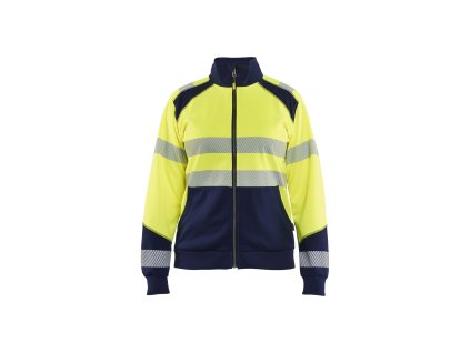 3508 Dámská reflexní mikina na zip (Farba Žlutá/námornická modr, Veľkosť XS)