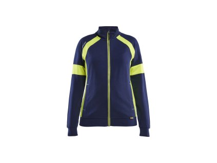 3568 Dámská mikina ve vysoce viditelné barvě se zipem po celé délce (Farba Námornická modr/žlutá, Veľkosť XS)
