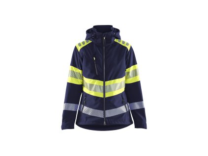 4404 Dámská reflexní softshellová bunda (Farba Námornická modr/žlutá, Veľkosť XS)