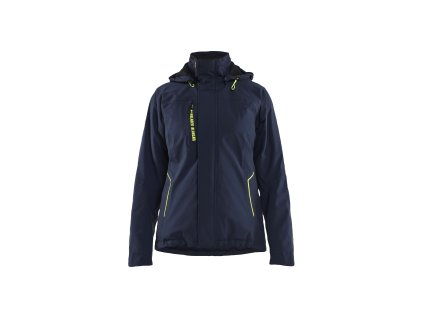 4408 Dámská lehká zimní strečová bunda s podšívkou (Farba Tmavá námořnická modrá / Reflexní žlutá, Veľkosť XS)