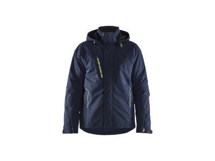 4484 Lehká zimní strečová bunda s podšívkou (Farba Tmavá námořnická modrá / Reflexní žlutá, Veľkosť XS)