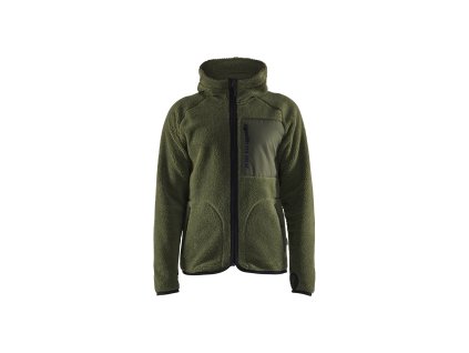 4725 BUNDA S KAPUCÍ Z VLASOVÉ TEXTILIE (Farba Autumn Green, Veľkosť XS)