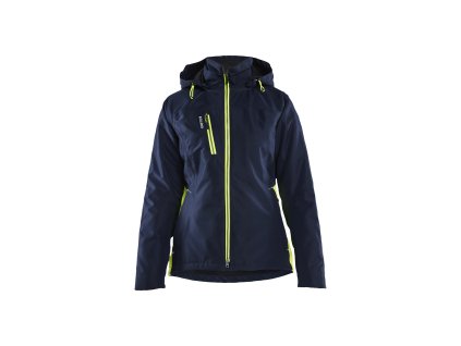 4972 Dámská lehká zimní bunda s podšívkou (Farba Tmavá námořnická modrá / Reflexní žlutá, Veľkosť XS)