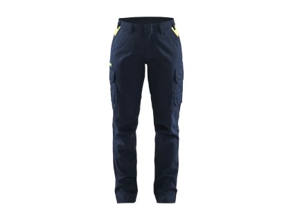 7144 Dámské prumyslové strecové kalhoty (Farba Tmavá námořnická modrá / Reflexní žlutá, Veľkosť C32)