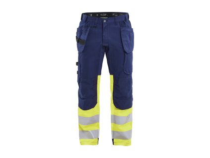 1558 Výstražné kalhoty se strecovými díly (Farba Námornická modr/žlutá, Veľkosť C44)