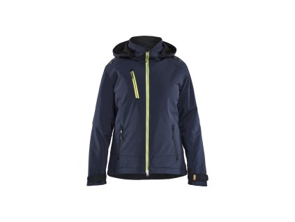4751 Dámská zimní softshellová bunda s lehkou podšívkou (Farba Tmavá námořnická modrá / Reflexní žlutá, Veľkosť XS)