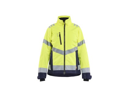 4762 Dámská zimní reflexní bunda s lehkou podšívkou (Farba Žlutá/námornická modr, Veľkosť XS)