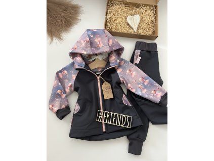 Dětská rostoucí softshellová souprava, šedá, vzor víla ,