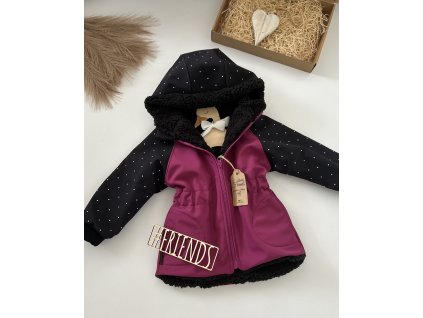 Dětská softshellová bunda s beránkem zimní, růžová, holka