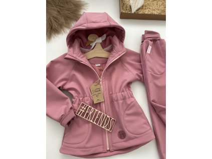 Rostoucí dětská softshellová souprava, jaro, podzim, léto, starorůžová