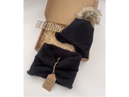 Zimní set čepice a nákrčník černá