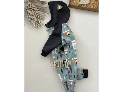 Dětský rostoucí softshellový overal, vzor zvířátka