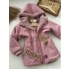 Dětská softshellová bunda s beránkem, zimní, starorůžová, holka