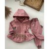 Dětská softshellová souprava, rostoucí, bunda s volánkem, starorůžová