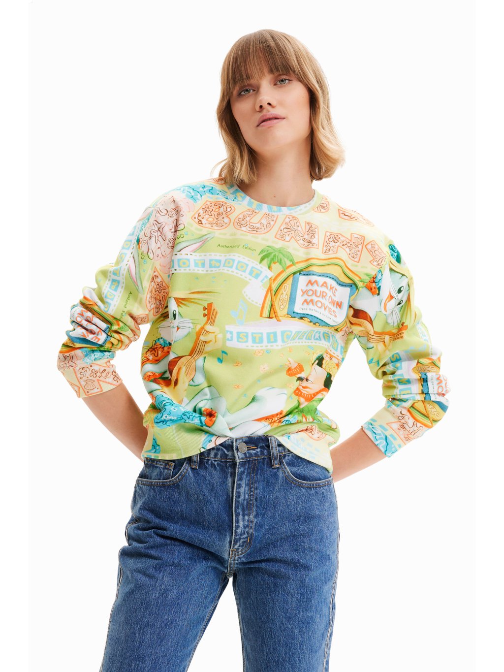 Dámská mikina DESIGUAL 23SWSK60 4012 SWEAT BUGS UKELELE (velikost S)