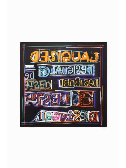 Dámský šátek DESIGUAL 23SAWA40 2000 FOU ROUSMARI SQUARED