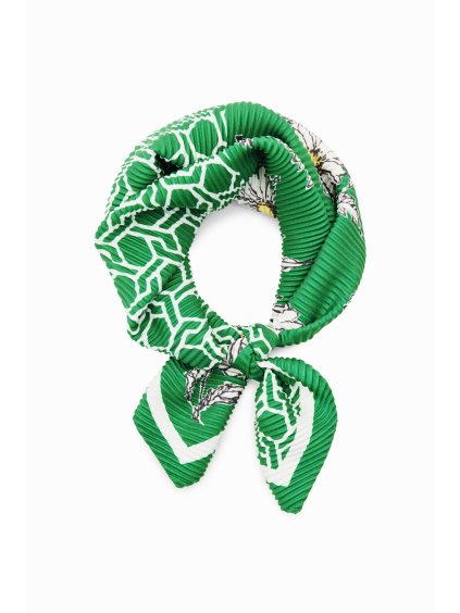 Dámský šátek DESIGUAL 24SAWA34 4014 FOU_GREEN ARTY SQUARE (velikost U)