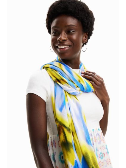 Dámský šátek DESIGUAL 24SAWA38 5029 FOU_FLORAL RECTANGLE