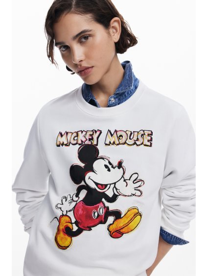 Dámská mikina DESIGUAL 25SWSK45 1001 SWEAT AVERY MICKEY (velikost S)