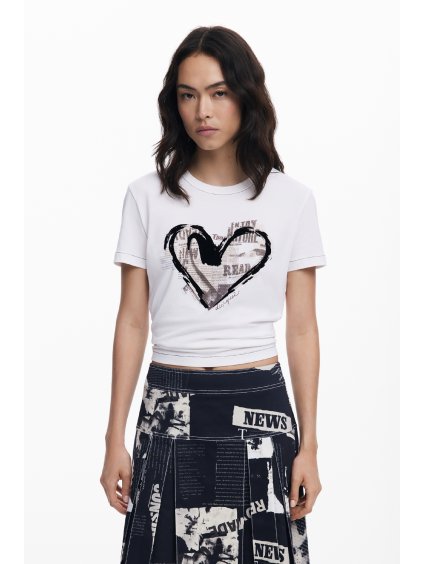 Dámské triko DESIGUAL 25WWTK04 1000 TS LETTER CORE (velikost M)