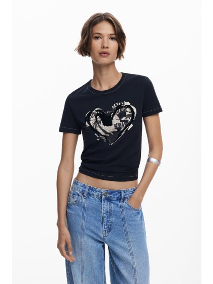 Dámské triko DESIGUAL 25WWTK04 2000 TS LETTER CORE (velikost M)