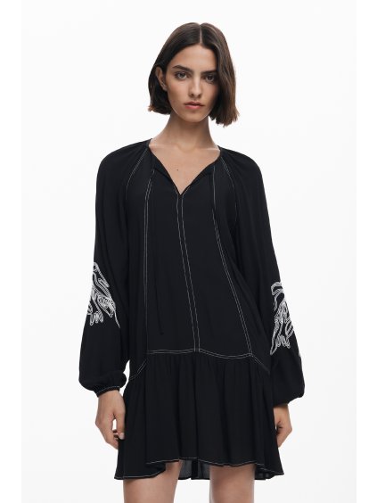 Dámské zimní šaty DESIGUAL 25WWVW19 2000 VEST SILVIANEGRO (velikost L)