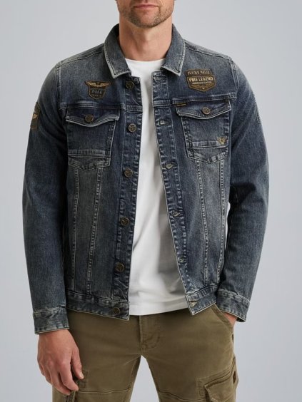 Pánská jeans bunda PME LEGEND PDJ2508715 DCV Denim jacket with badges (velikost L)